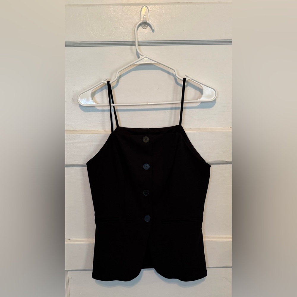 Express High Neck Button Front Split Hem Tank